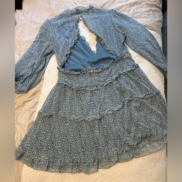 Summer Boho Floral Swing Womens Long Sleeve Backless Dress - Picture 3 of 7